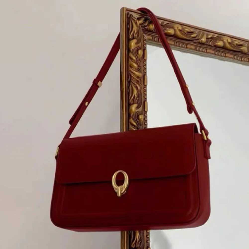 Women Vintage PU Leather Flap Shoulder Bag Buckle Armpit Hobo Bag Top Handle Bag Commuting Bag Y250528