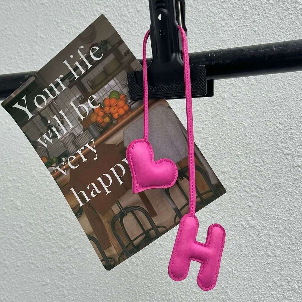 2023 New Fashion Heart Letter Sheepskin High-end Handmade Genuine Leather Women's Bag Charm Pendant