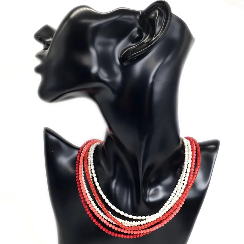 Elegant Big White Natural pearl Choker Clavicle Artificial coral red white Necklace For Women Wedding Jewelry Collar 250520