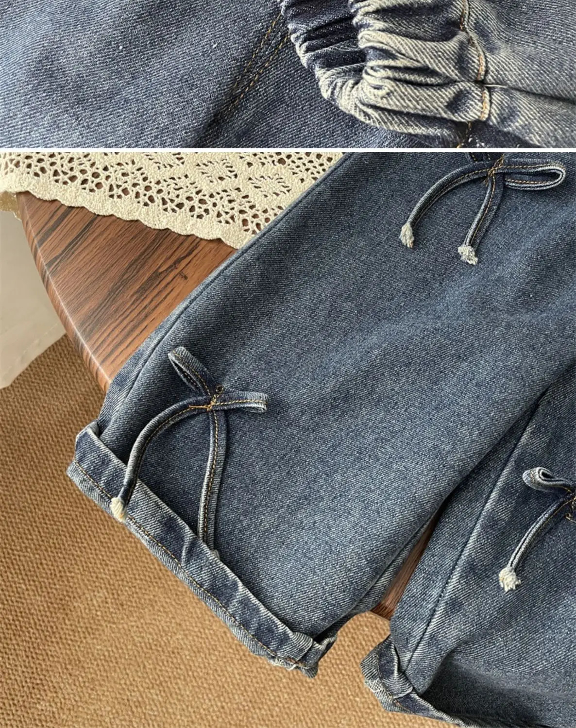 Spring and Autumn Girls Baby Jeans Loose Edition Childrens Korean Bow Denim Straight Leg Pants Wide 250528
