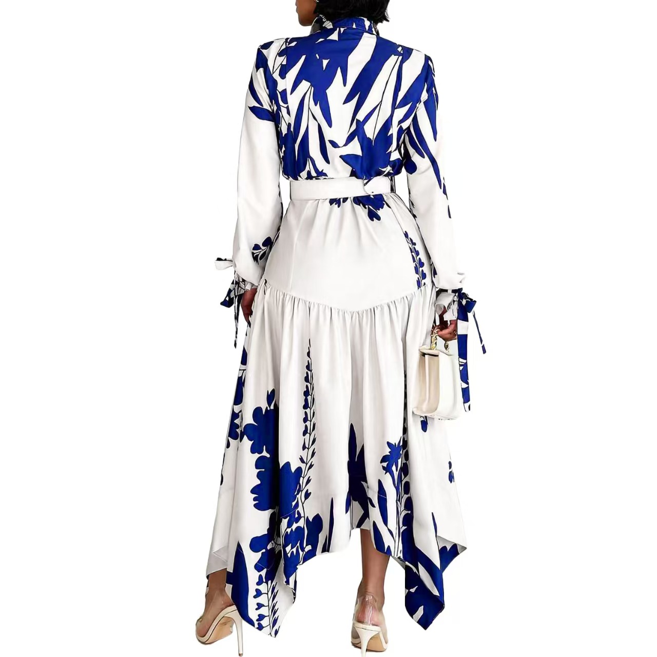 Plus size women's clothing, new stylish printed dresses, irregular lapel dresses Designer Luxury Dresses