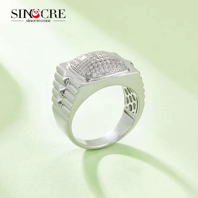 Bulk High Quality Diamond Vvs1 Moissanite Jewelry Sterling Silver 14k White Gold Plated Rings for Men Big