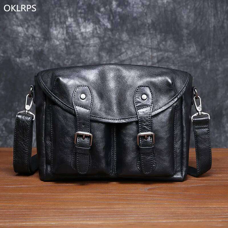 Leather Men's Single Shoulder Srossbody top Layer Cowhide Personality Retro Casual All-Match Outdoor Messenger Bag