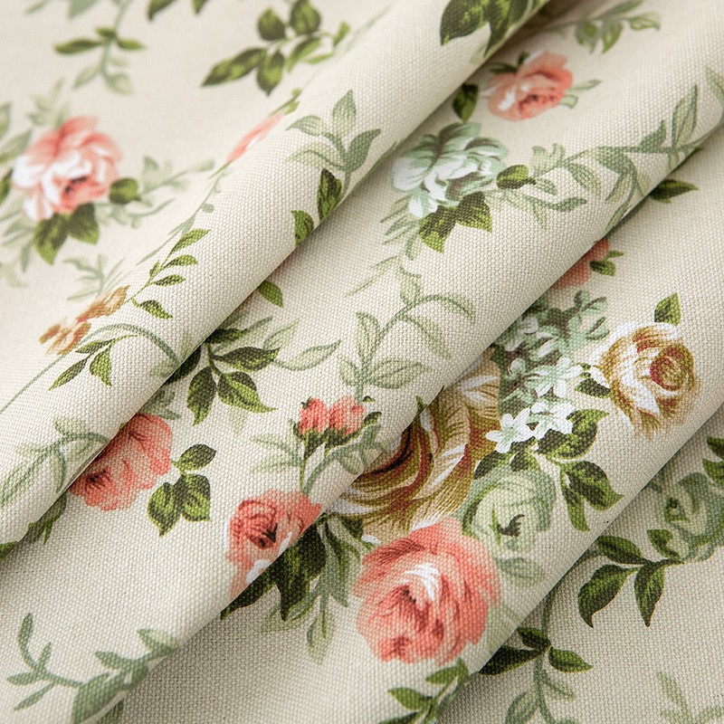D277 floral cotton and linen fabric canvas printed table cloth coffee table cloth pastoral style home small fresh plant cover cloth