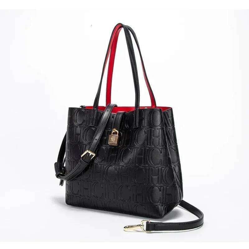 CH Simple Large Capacity Emed Women's Shoulder Bag Pure Color Letter Pattern Design 2024 Fashion Backpacks