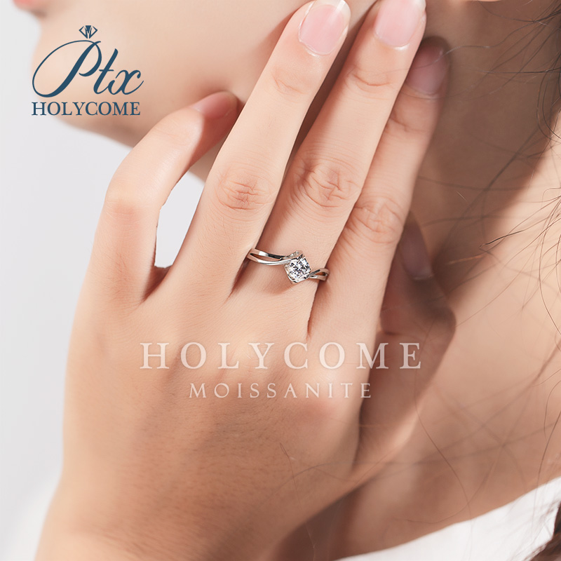 Eternal Heart 925 Sterling Silver Wedding Engagement Ring Fine Jewelry Women Round Cut D Color 0.5ct 5.0mm Moissanite Diamond Rings