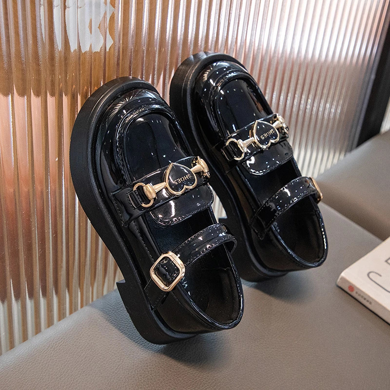Girls Leather Shoes for Party Wedding Children Black Performance Shoes Thick Bottom Fashion Kids Princess Mary Jane Shoes 250528