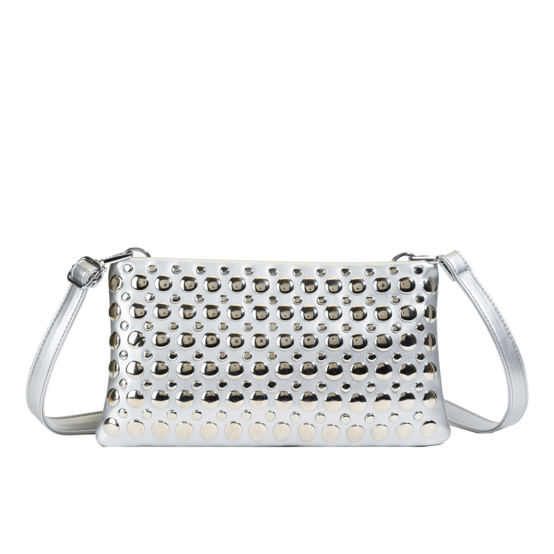 Luxury Brand Designer Bag Personalized Trendy Dot Rivet Hand-Held Women's 2025 New Motorcycle Versatile Armpit Tote Bag
