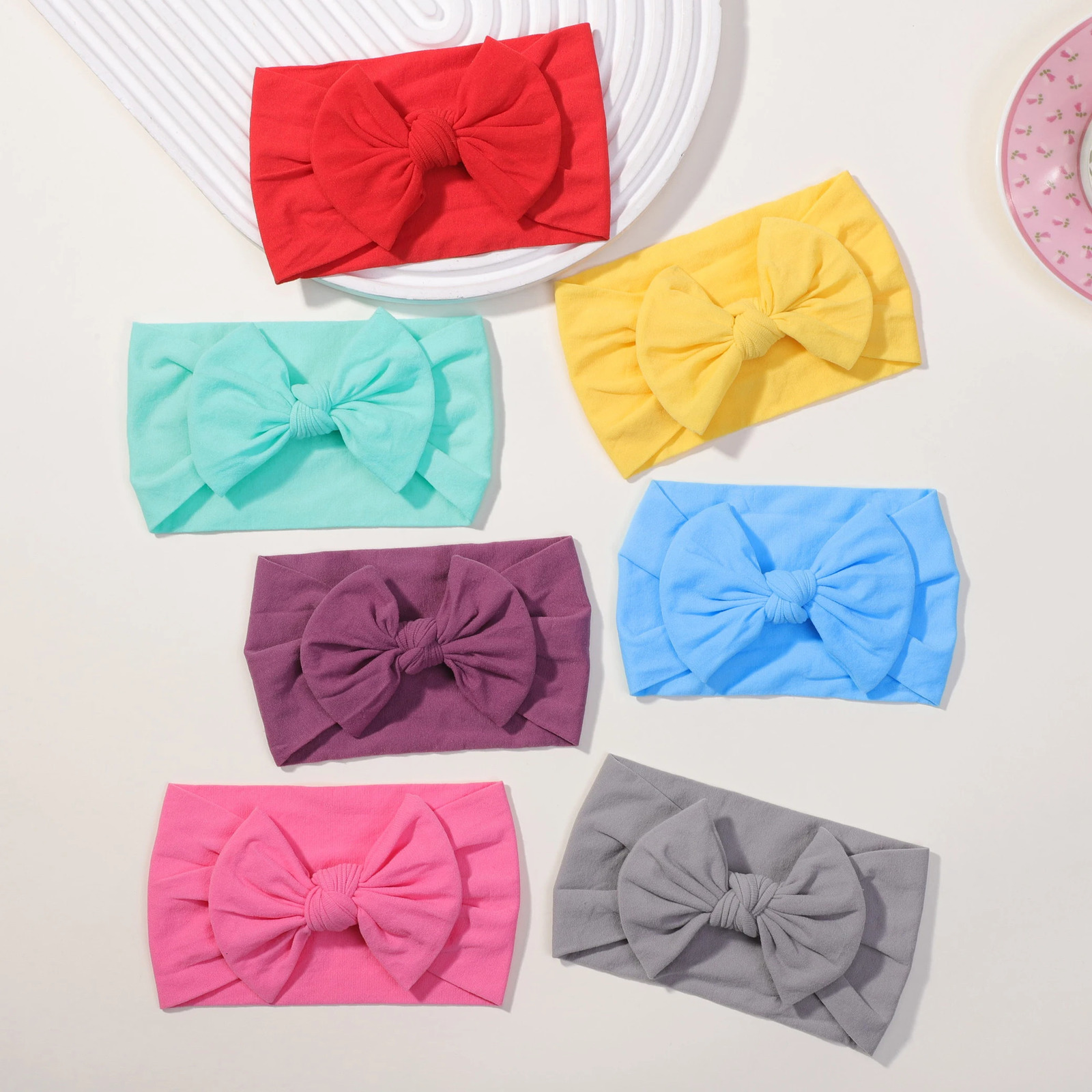 5Pcs Cute Bows Baby Headband Soft Elastic Baby Girl Hair Bands For born Infant Turban Headwear Baby Hair Accessories 250528