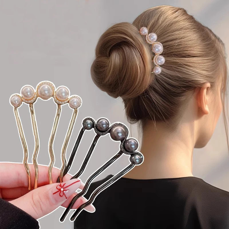 2pcs Korean U Shaped Pearl Hairpins Hair Clips for Women Elegant Metal Forks Vintage Styling Tools Gifts 250519