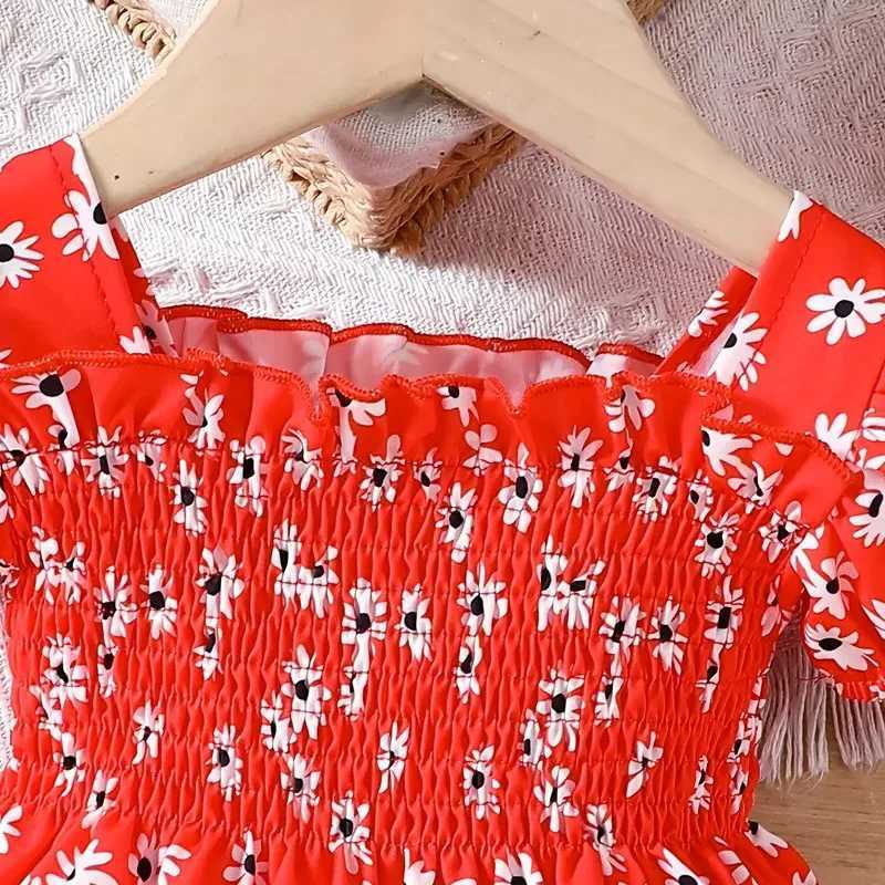 2025 Summer Children Fashion Print Dress Girls Korean Version Style Short Sleeves Small Daisy Dress 0-2Years Baby Princess Dress X250528