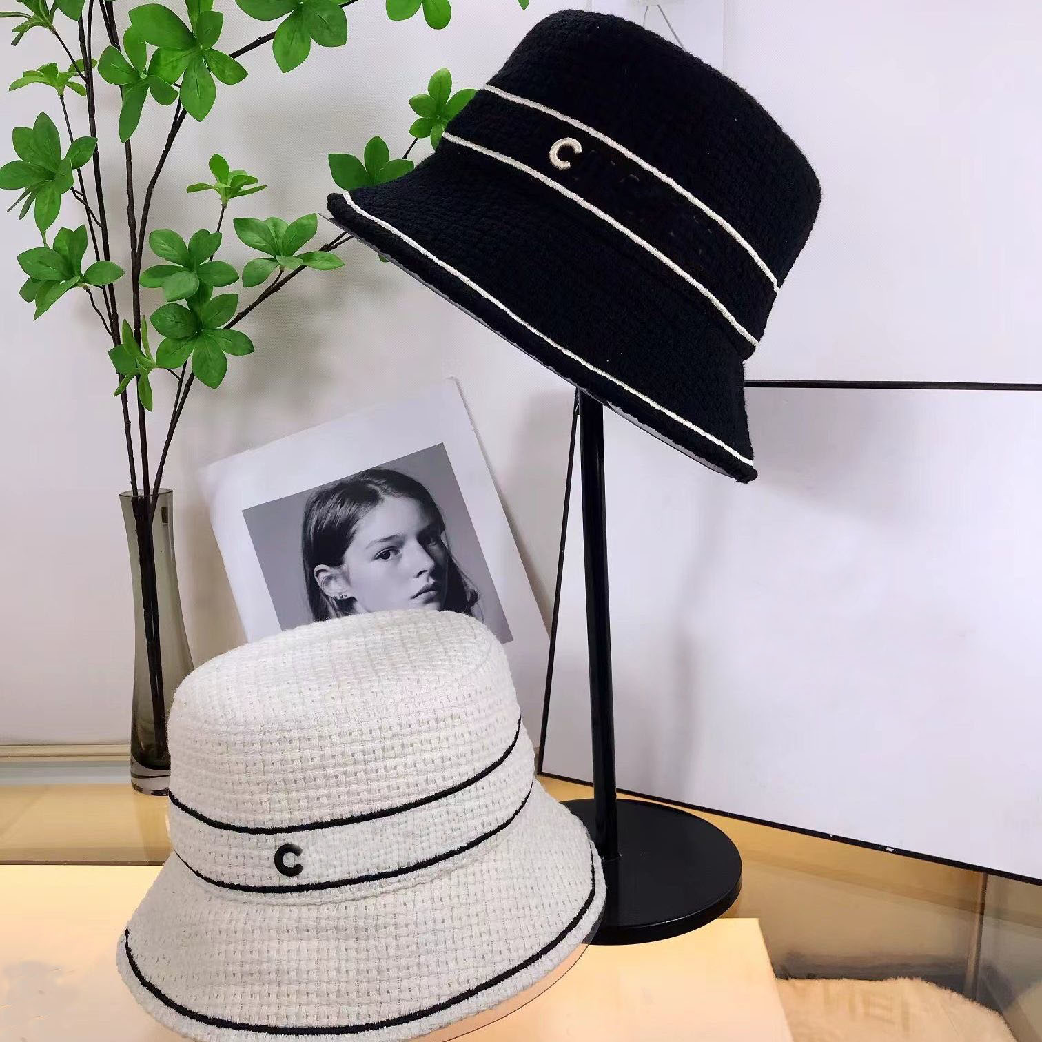 Fashion women's Bucket Hat Embroidery Letter Men baseball cap Wide Brim Hats Black White Fisherman Buckets Patchwork Autumn Winter