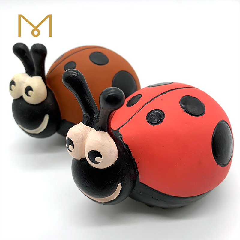 Latex Screaming Ladybird Puppy Toy Soft Natural Rubber Squeaky Chewy Dog Toys for Interactive Play 4pcs in One Pack