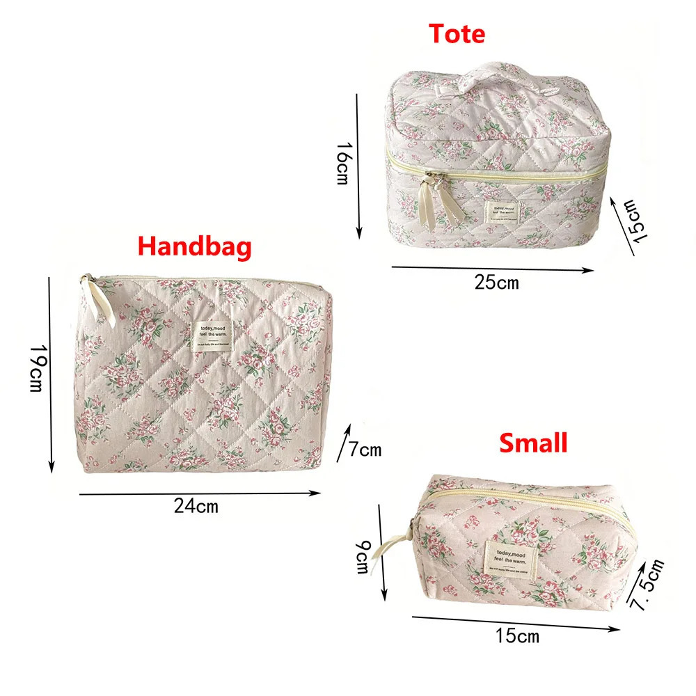 Vintage Rose Women Cosmetic Bag Fashion Travel Organizer Makeup Quilted Bag Pouch Ladies Make Up Storage Handbag Zipper Bag 250527