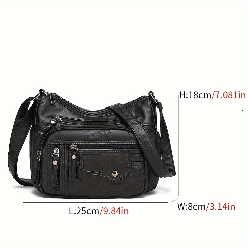 Large Capacity Nylon Shoulder Bag, with Adjustable Strap, Anti-theft Zipper Closure - Available in Brown, Light Gray, Red, Black