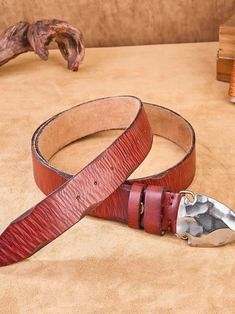 Mens Cow Leather Belt Vintage High Quality Casual Strap Hip Hop Mens Buckle Genuine Leather Waistband For Pants 250520