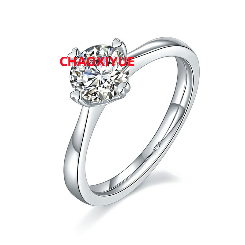 Luxury 925 Sterling Silver Moissanite Diamond Rings 0.5ct round VVS D Color Wedding Engagement Gift