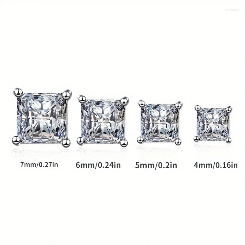 Stud Earrings Dazzling Square Zirconia Magnetic Ear Clip For Men Without Holes- Sparkling Earring Jewelry - Elegant