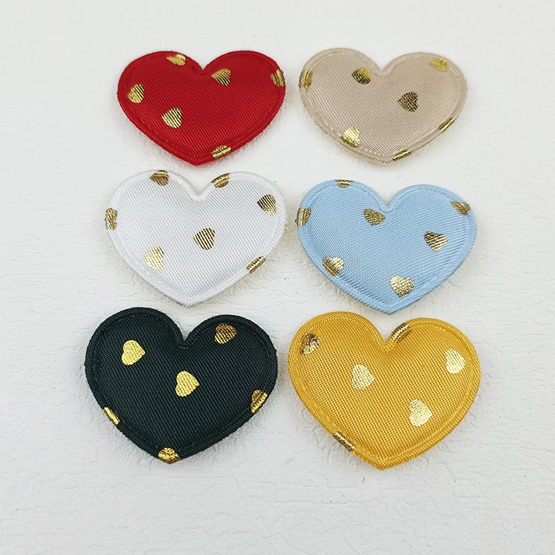 60Pcs Gold Polka Dot Heart Padded Applique For Children's Headband Hair Clip Accessories, Shoes, Hats Decoration Patches