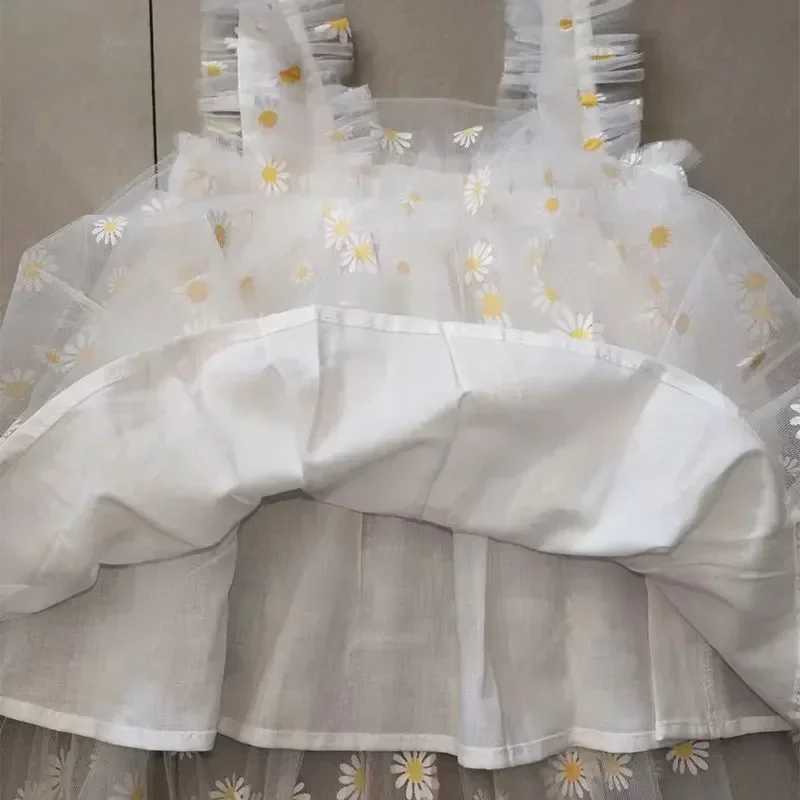 Summer Baby Girls Tulle Dress Daisy Floral Kid Birthday Party Dress Sleeveless Sling Toddler Girl Casual Clothing Princess Dress X250528