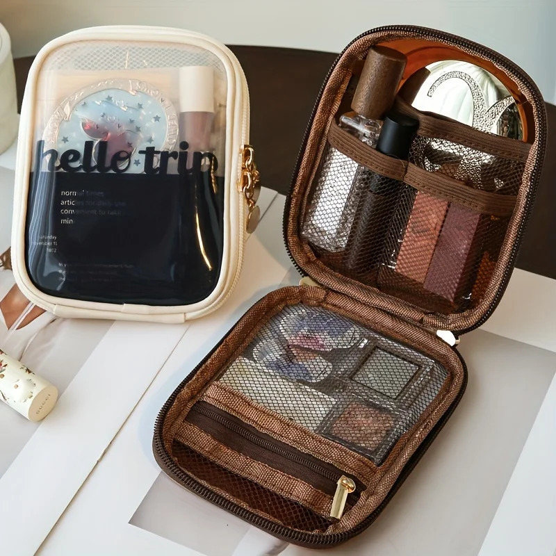 Transparent Travel Cosmetic Bag Portable Mini Waterproof Cosmetic Lipstick Storage Bag Multifunctional Clutch Bag 250528