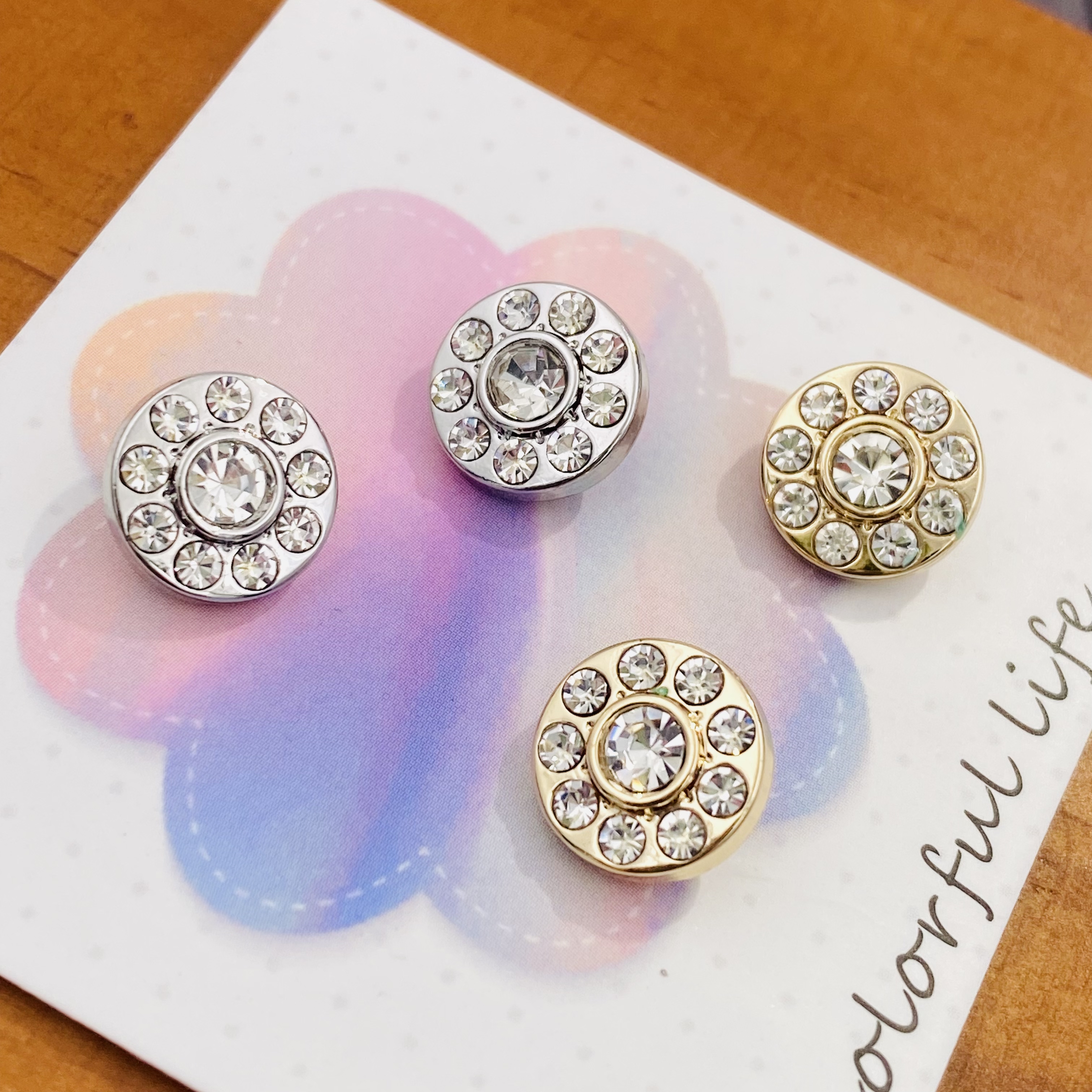 5-pack small fragrant style full diamond crystal button round sweet and luxurious high-end women's shirt sweater dress button