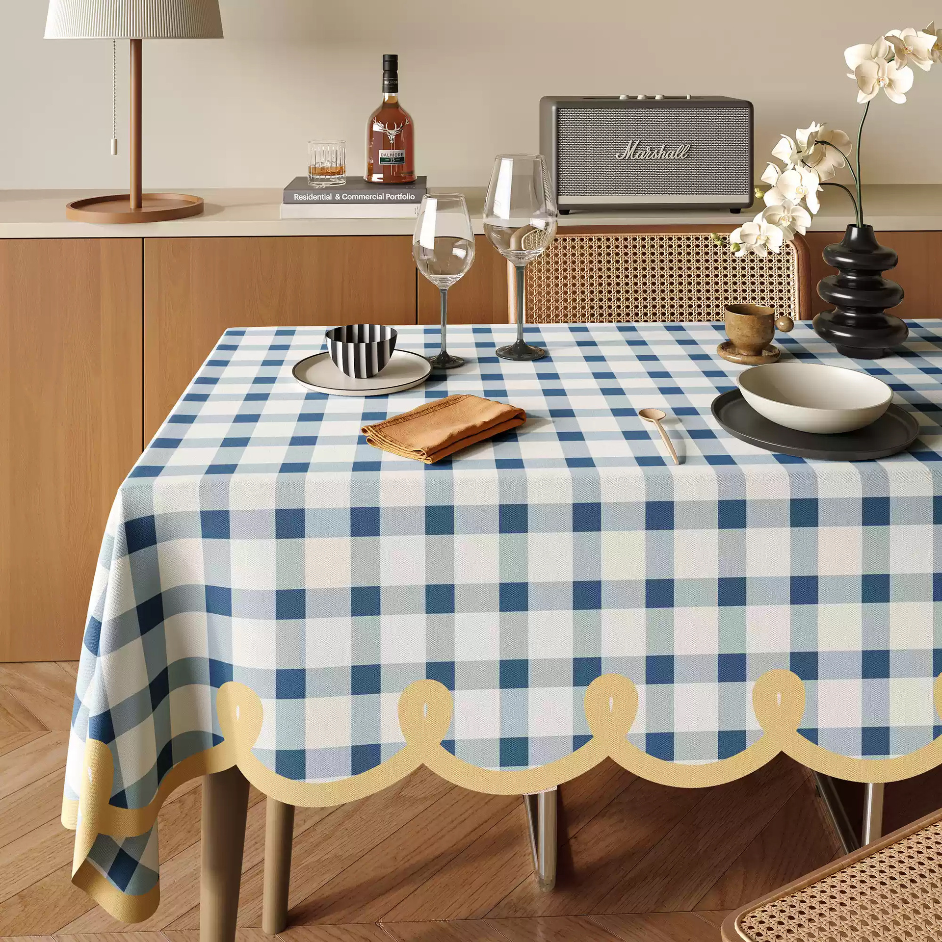 A642 cream style table cloth wash-free oil-proof waterproof anti-scalding coffee table cloth 2025 new cotton and linen heat-insulating table mat