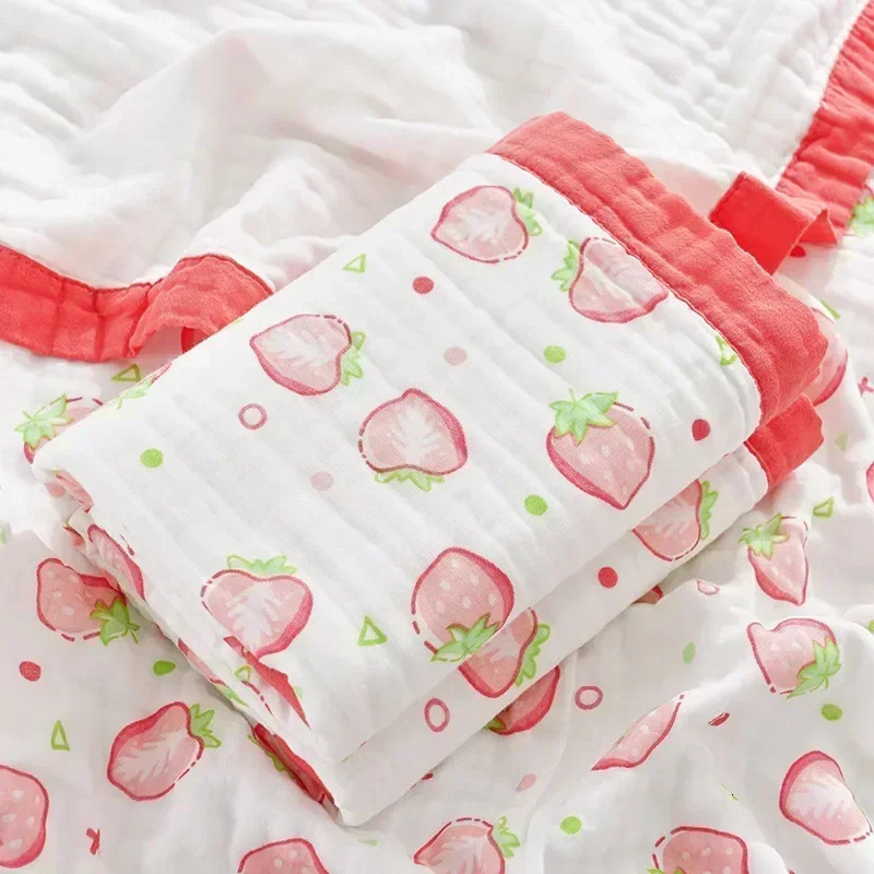 Cartoon Baby Blankets Summer born 6 Layers Thicken Soft Cotton Muslin Swaddle Wrap Stuff Infant Boys Girls Blanket 110*110CM 250527