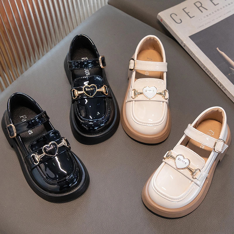 Girls Leather Shoes for Party Wedding Children Black Performance Shoes Thick Bottom Fashion Kids Princess Mary Jane Shoes 250528