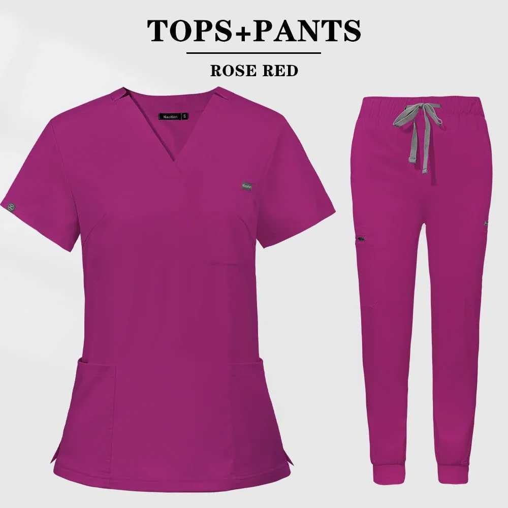 Multicolor Scrubs Uniform Clinic Scrubs Tops+Jogger Pants Women Doctor Scrubs Set Medical Nurse Nursing Clothes Surgery Workwear X250528