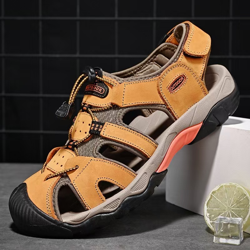 Men Leather Men's Sandals Durable Handmade ing Close Toe Non Slip Shoes For Indoor Outdoor Beach Big Size 48 05c4 's