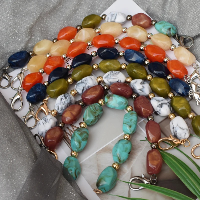 Updating Color Super Chic Lady Resin Colored Stone Handbag Strap Girls Fashion Big Size FashionBead Wristlet Purse Bag Belt 250528
