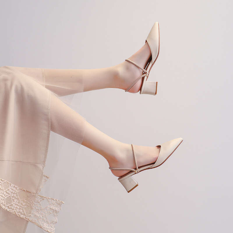 Women's Peep-Toe 2025 New Summer Mid-Heel Chunky Heel Fairy Style Fashion Two-Way Dress Sandals
