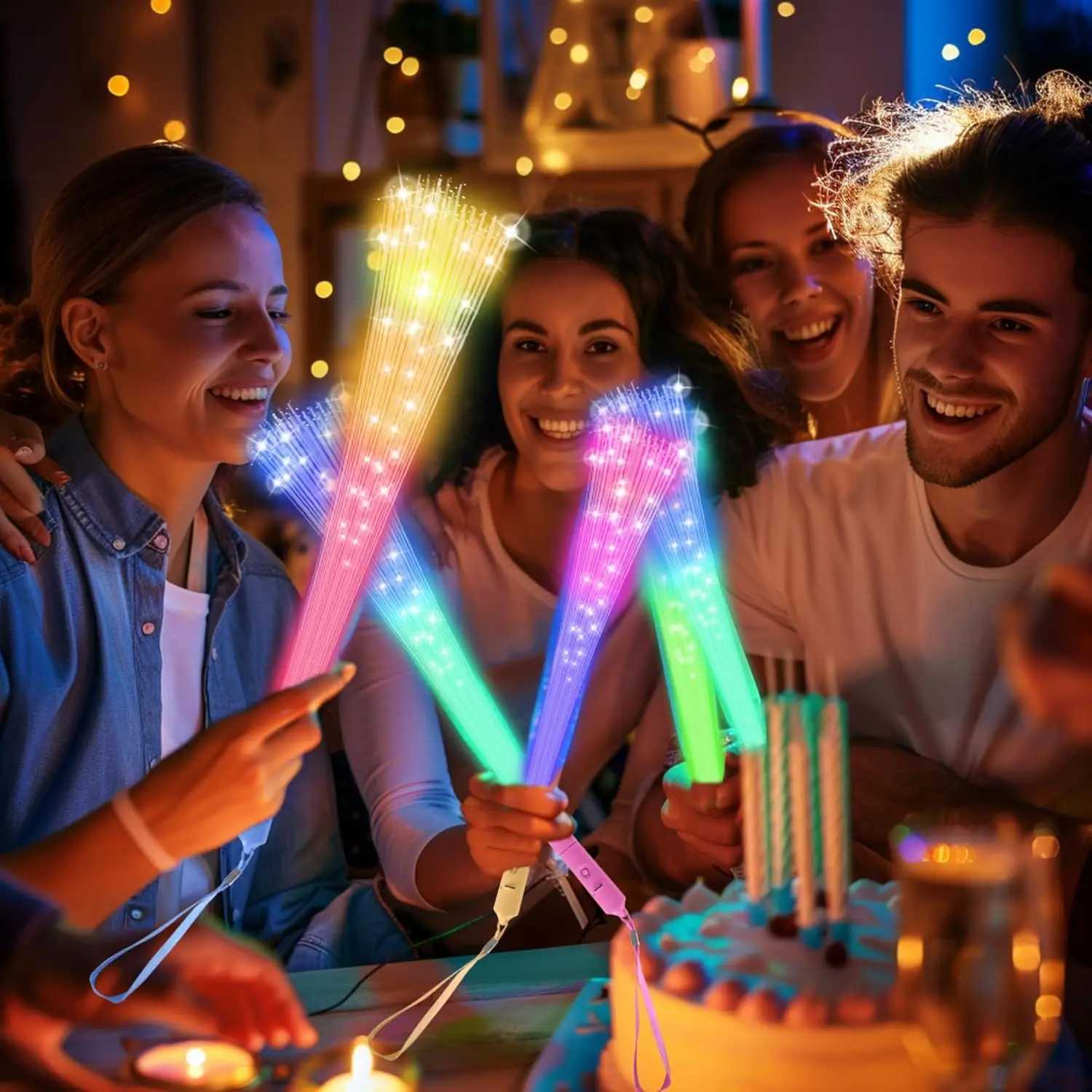 100 PCS Fiber Optic Wand Glow Fiber Optic Wands Glow in The Dark Party Glow Wands LED Light up Party Favors for Wedding W250528