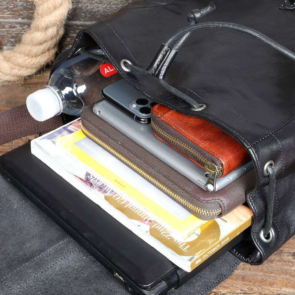 Casual Genuine Leather Men's Backpack Laptop For Men Travel Bag Top Layer Cowhide Male Backpacks Fashion Preppy Style