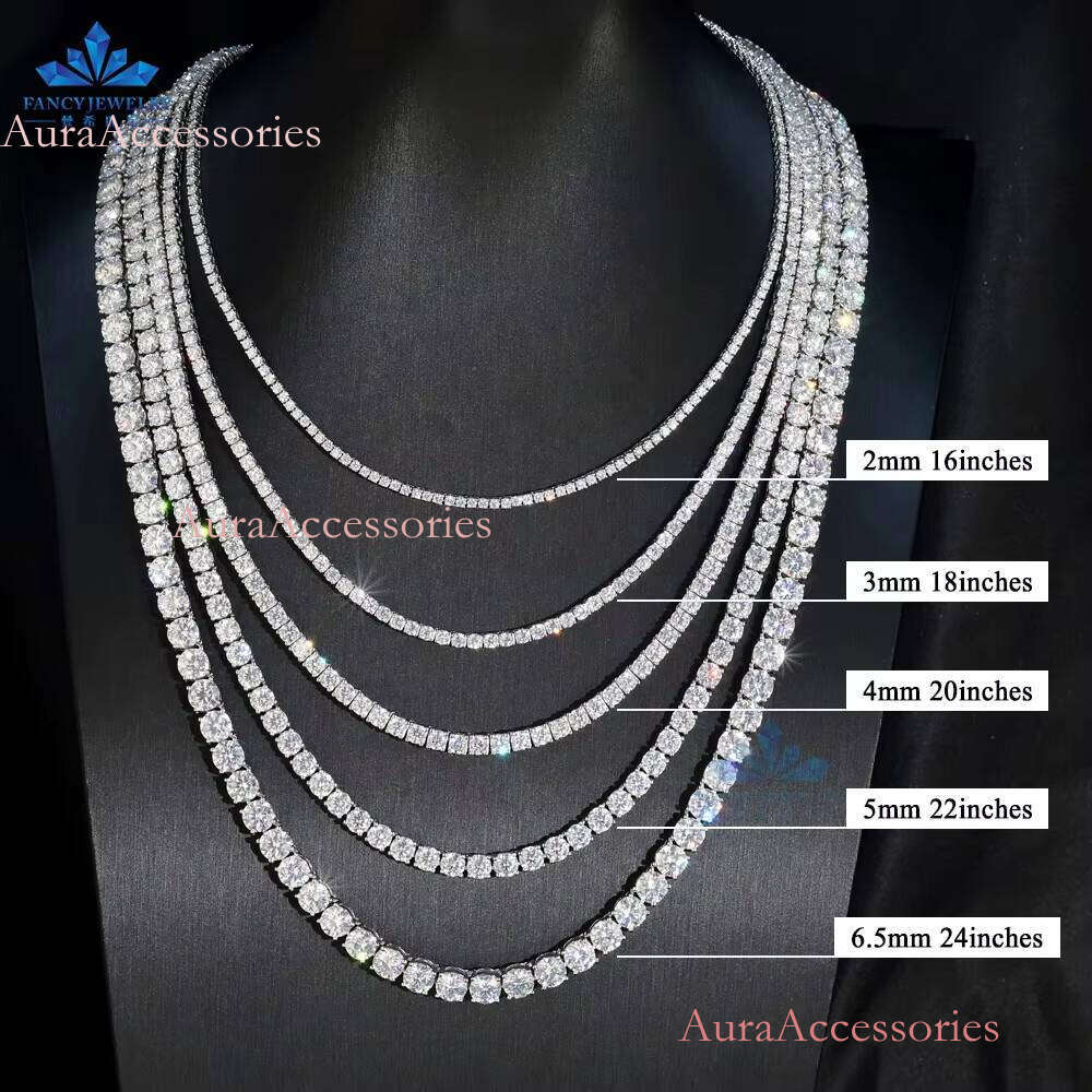 FANCY 9K 14K Gold CVD Vvs Lab-grown Dias Jewelry Tennis Chain Necklace Choker