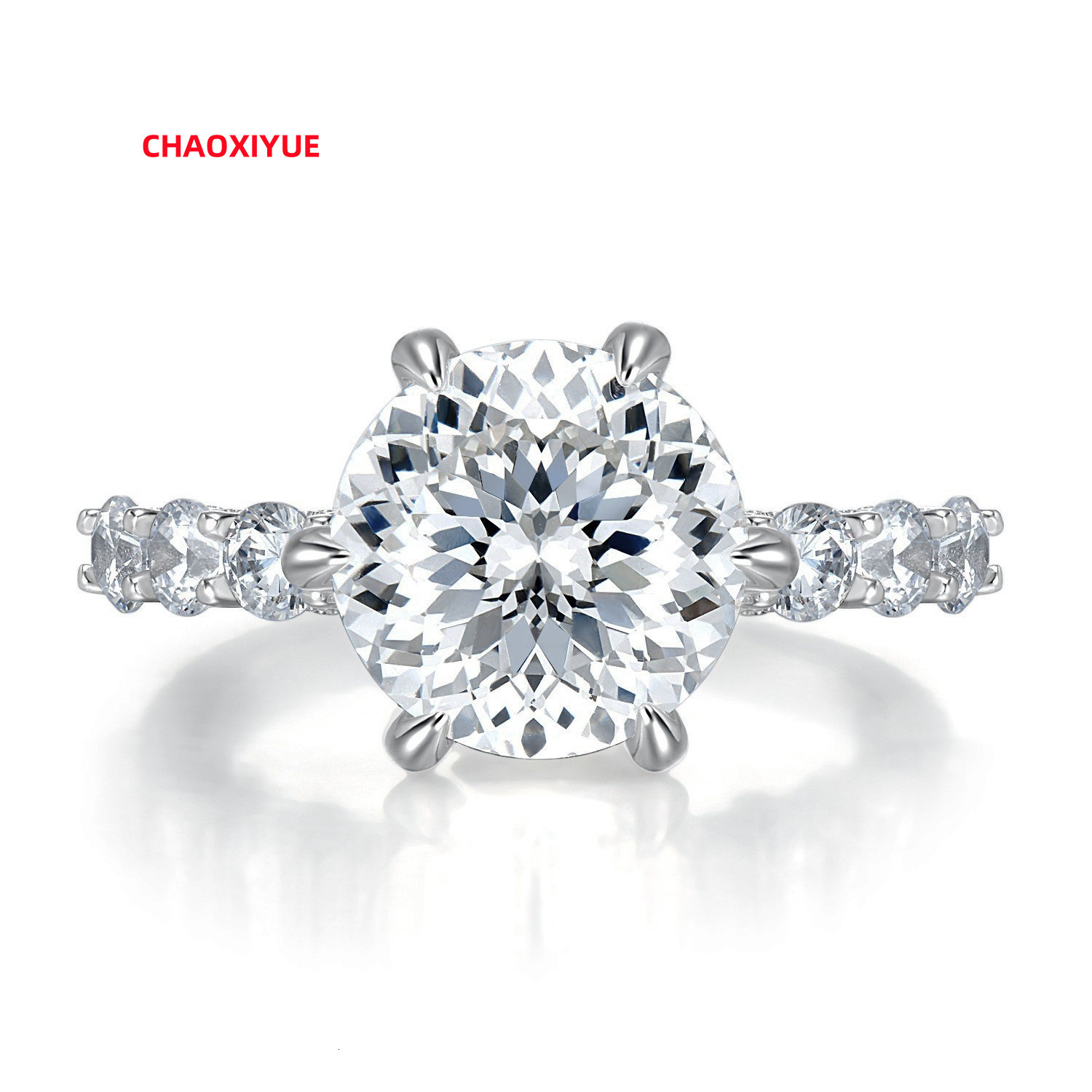 Moissanite Ring Silver VVS Handset White Moissanite Portuguese Cut Round 3ct Moissanite Engagement Ring