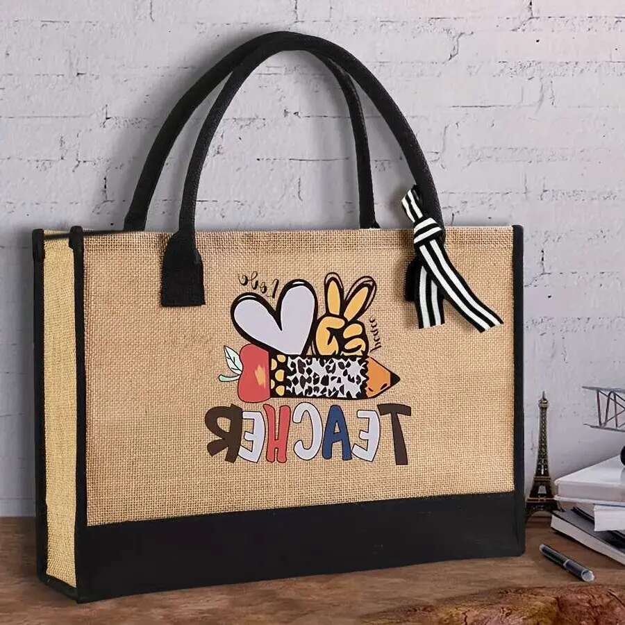 1pc Casual Style Large Capacity Tote Women, Reusable Waterproof ing, Thick Canvas Shoulder Bag for Travel and Beach Vacation