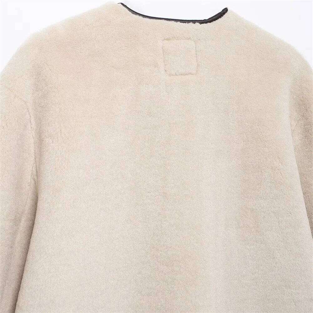 autumn new women's casual fashion slim fit commuting versatile design with rope knot decoration fur coat