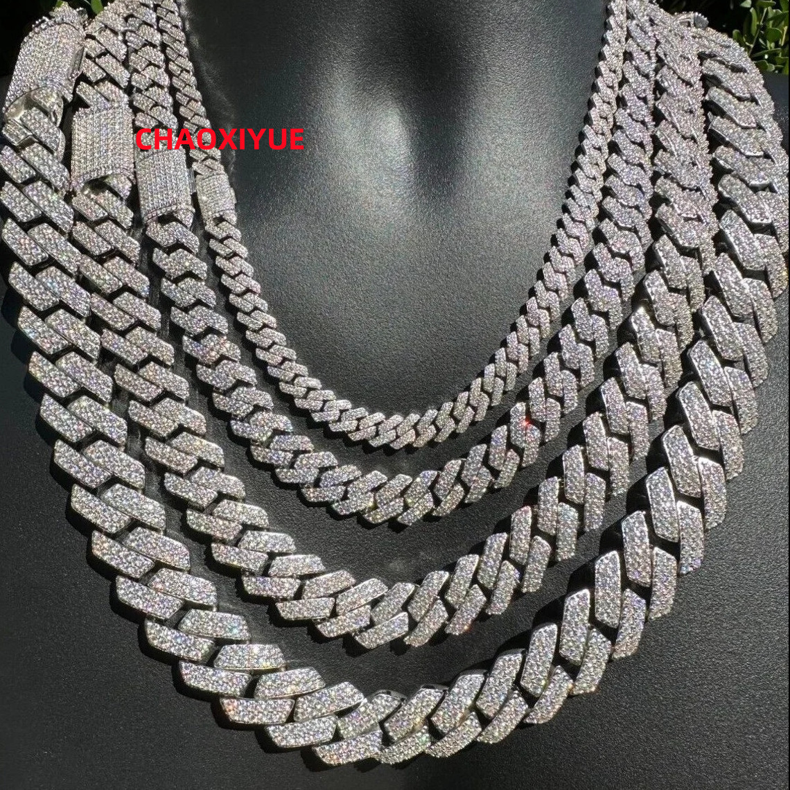 Hip Hop Fashion Brass Link Cuban Chain With 14K 18K Iced Out 5A Zircon 6mm-18mm Moissanite Cuban Bracelet Necklace Jewelry