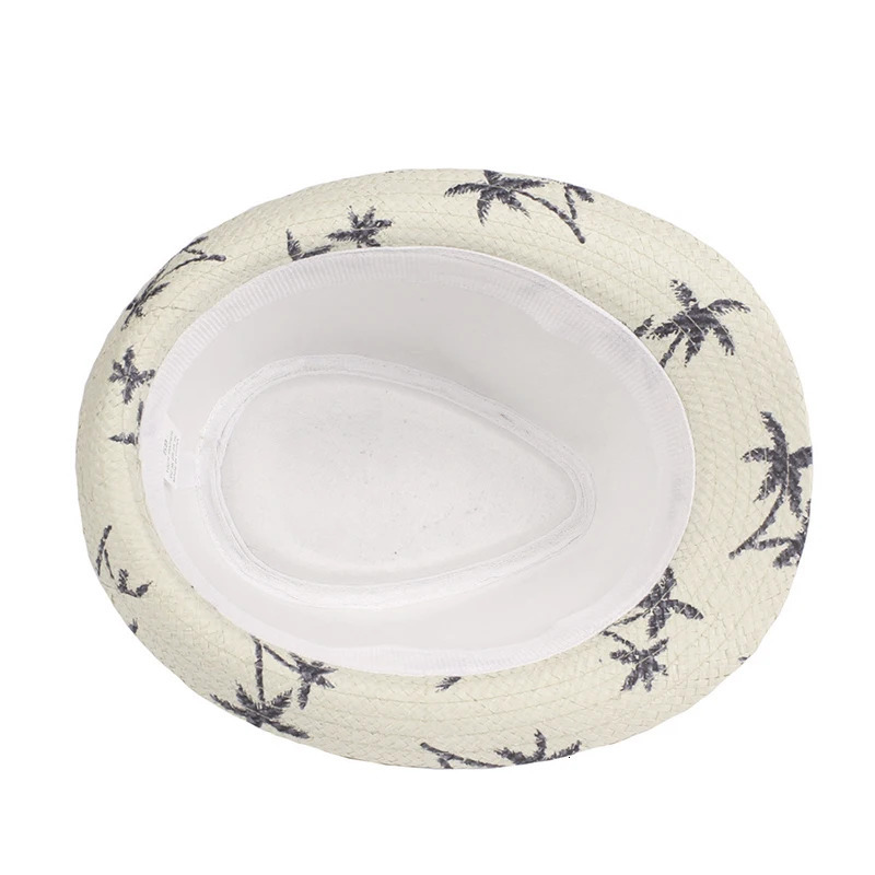 Summer Children Straw Hat Print Baby Hats Kids Boys Panama Jazz Hat Outdoor Sun Beach Cap 250528