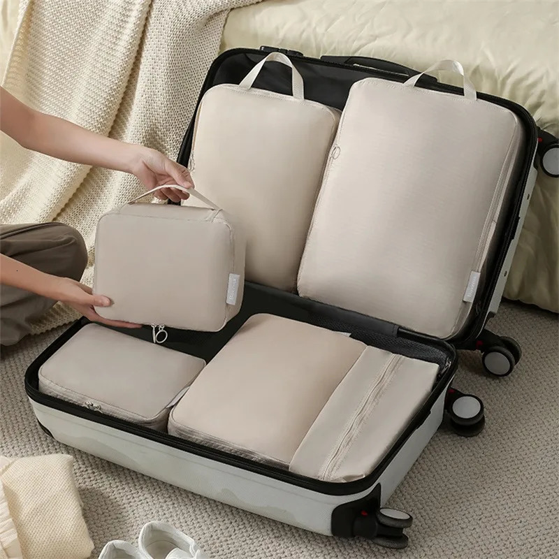 Travel Compression Packing Cubes Bag Portable Suitcase Clothes Organizers Large Capacity Waterproof Luggage Storage Cases Bags 250526