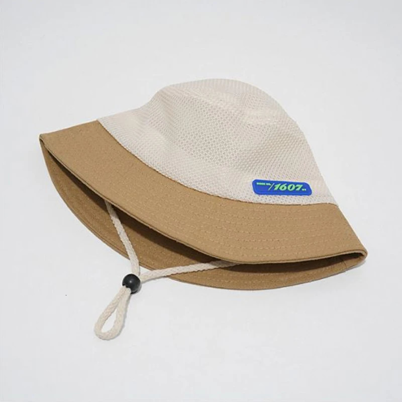 Summer Kids Bucket Hat Patchwork Mesh Breathable Baby Fisherman Hats For Boys Girls Outdoor Sun Protection Basin Cap 250528