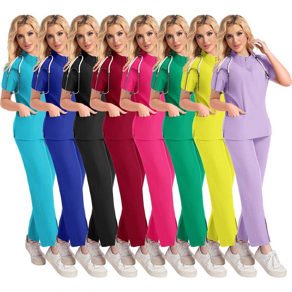 Manufacturer Spa Workwear Medical Scrubs Fashionable Women Stretch Fabric Hospital Nursing Two Piece Nurse Scrub Sets Uniform X250528