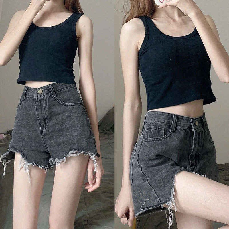 Shorts Women Denim Shorts Women S Summer Denim Shorts Stylish Thin Plus Size Slimming High Waist Ripped A Line Frayed Hot Pants Trendy Ins Style Jean 