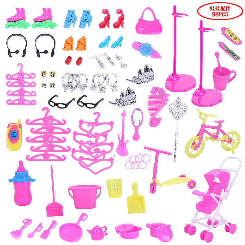 Universal Gift Box Dress-Up Doll Accessories Toys Pretend Play Children Girls 98-Piece Bagged Set