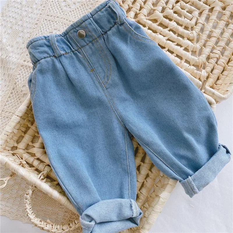 Baby Boys Girls Jeans Pant Casual Trousers For Kids High Waist Solid Warm Out Childrens Pants Autumn Spring Gifts 250528