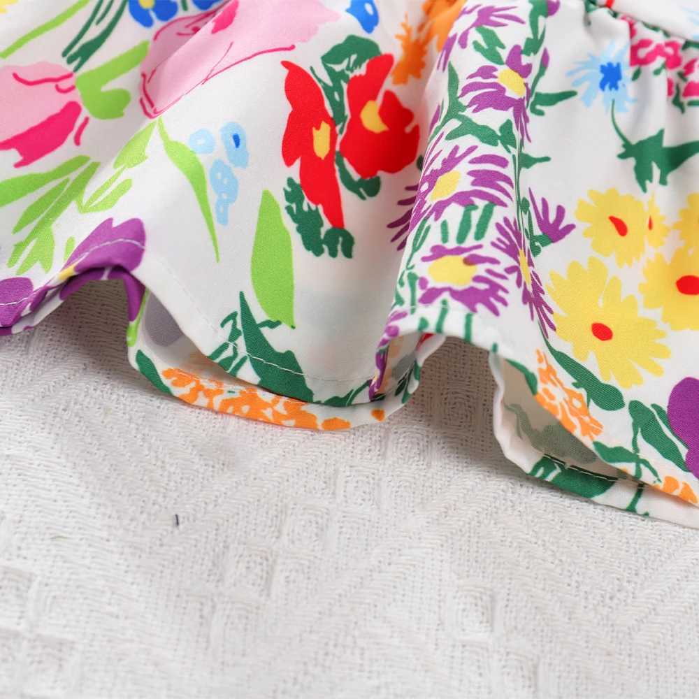 Bear Leader Childrens Wear 2023 Summer Girls Flower Print Sleeveless Strap Fashion Dress Girls Kids Beach Holiday Print Dress X250528