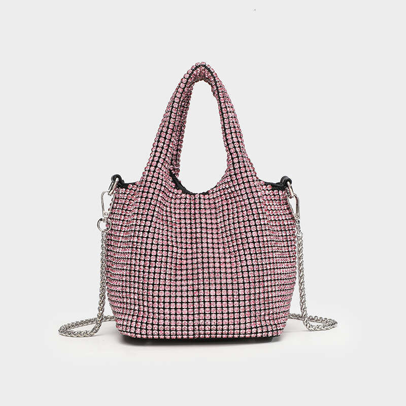 Full for Women, Inlaid Diamond Evening Bucket Rhinestone Chain Bag, Handheld and Crossbody Bag
