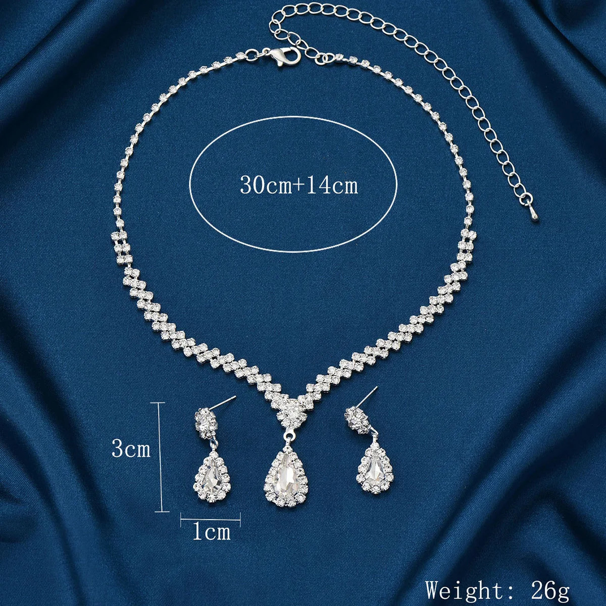 BLIJERY Classic Waterdrop Style Jewelry Sets for Women Blue Crystal Necklace Earrings Bridal Wedding Party Birthday Jewelry Sets 250527